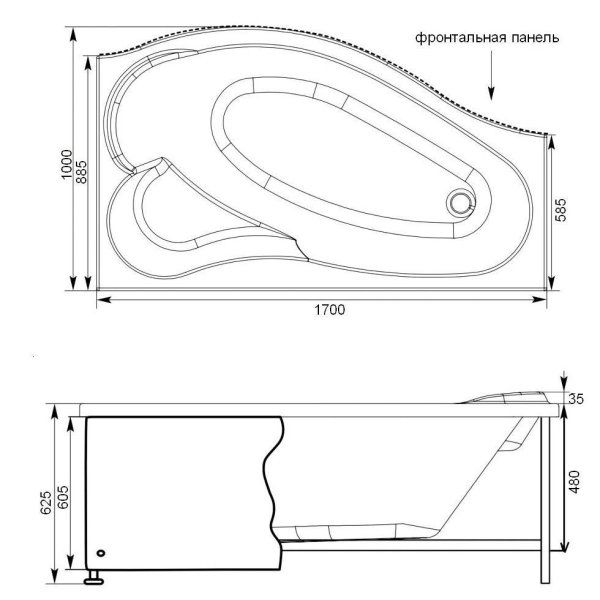Акриловая ванна Aquanet Palma 00204023 170х90 R