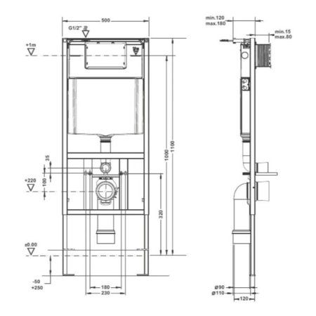 Комплект ArtCeram A16 700.101.03 инсталляция + клавиша + унитаз белый