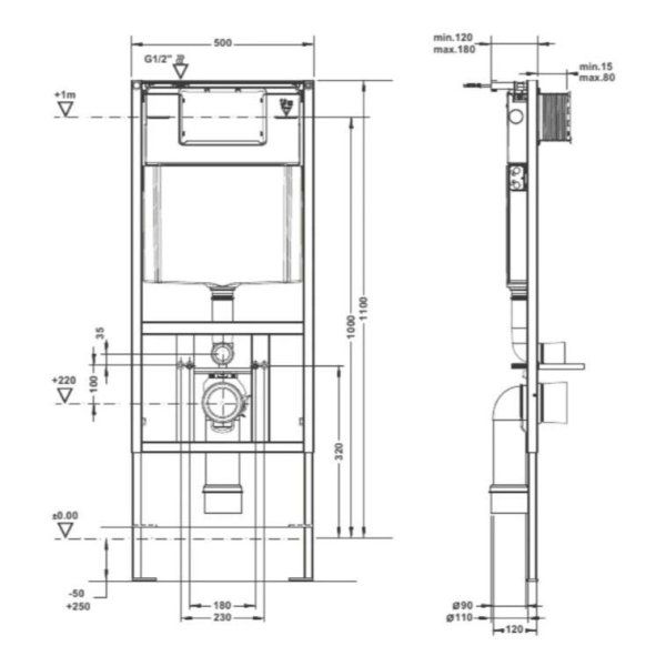 Комплект ArtCeram A16 700.101.03 инсталляция + клавиша + унитаз белый