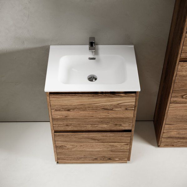 Тумба под раковину SANCOS Libra Floor напольная, 590х450х840, c двумя ящиками оснащенными доводчиками, дуб чарльстон,  LB60FECH