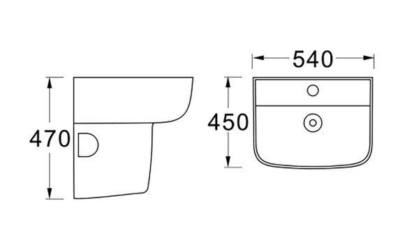 Полупьедестал для раковины AQ5431-00 300*240*340, белый