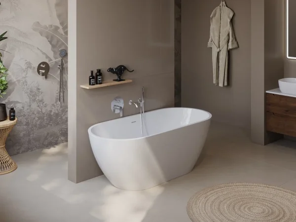 Акриловая ванна BelBagno Uno BB701-1400-720-K 140x72 см, отдельностоящая, белый