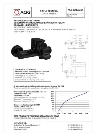 Смеситель AQG Beta 01BET400NG для ванны, черный матовый