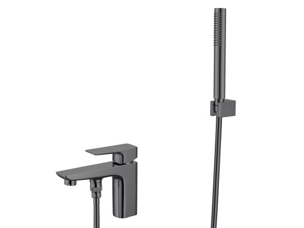 AQ1044BGM ВЕГА смеситель врезной на борт ванны на 1 отв. Aquatek, оружейная сталь