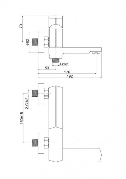 Смеситель Cersanit Wisla 63056 для ванны, хром