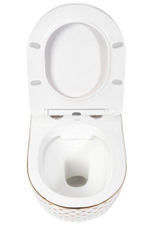 Подвесной унитаз REA CARLOS FLAT DIAMOND GOLD белый REA-C5100