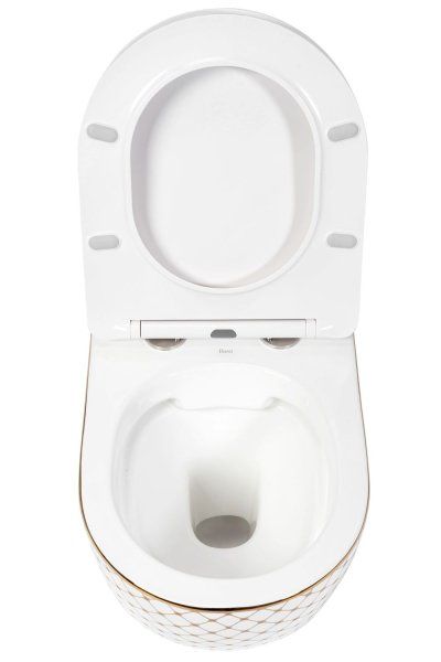 Подвесной унитаз REA CARLOS FLAT DIAMOND GOLD белый REA-C5100