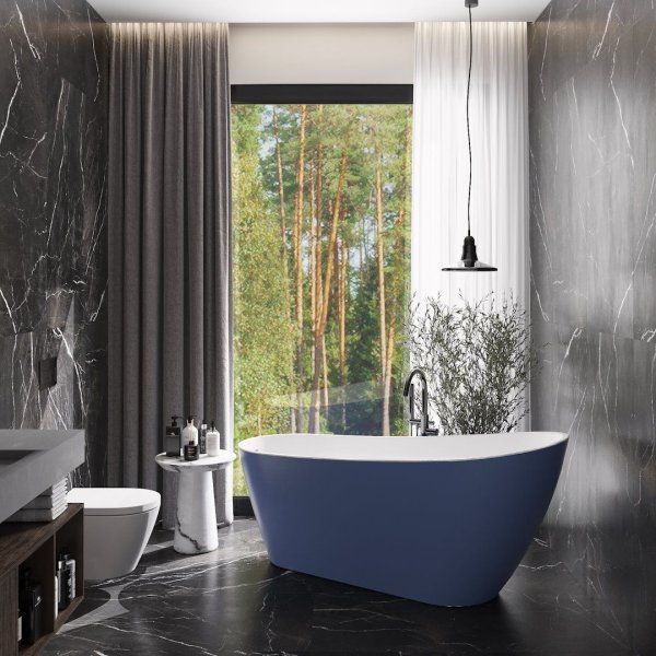 Ванна акриловая отдельностоящая Teymi Solli 170x74x75, синяя матовая T130109