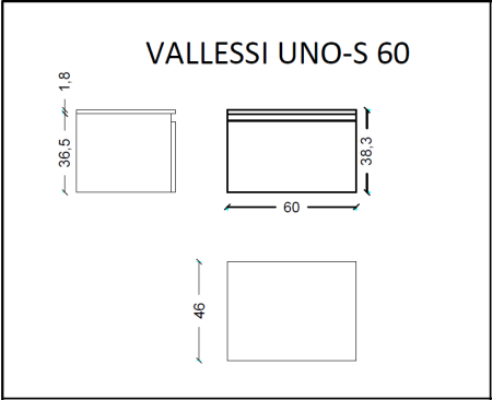 Ящик под столешницу 60см WHITE глянец VALLESSI UNO-S Armadi Art 897-060-W белый