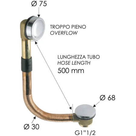 Слив-перелив для ванны Remer 96CC
