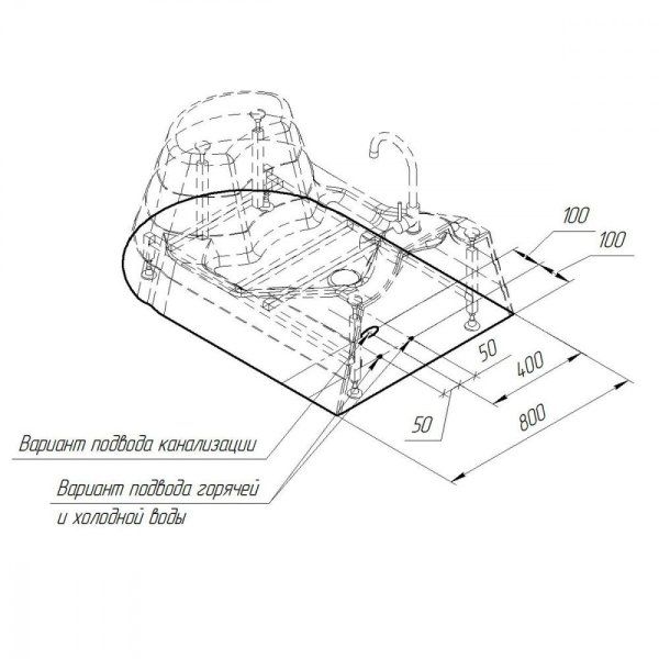 Акриловая ванна Radomir Вуду 1-01-0-0-1-165  120х80 для омовения