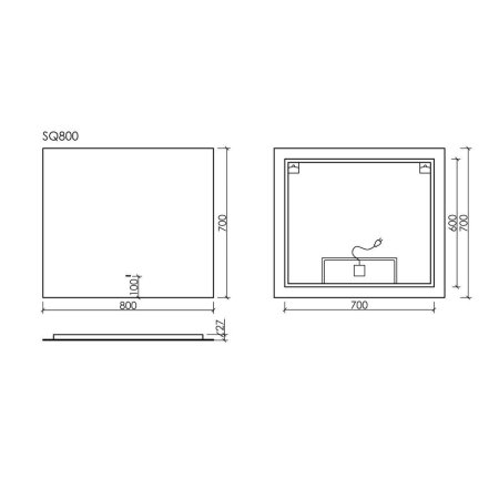 Зеркало Sancos Square SQ800 80х70 с подстветкой