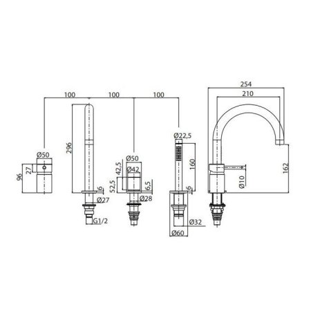 Смеситель M&Z MZ-Expo MZE02508 для ванны хром