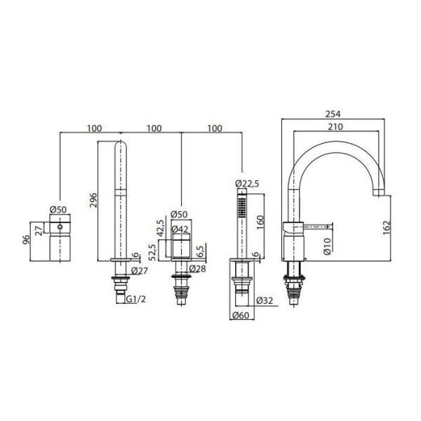 Смеситель M&Z MZ-Expo MZE02507 для ванны черный