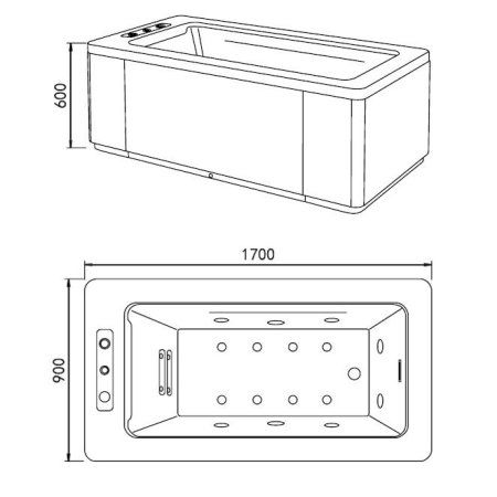 Акриловая ванна Gemy G9253 Black с гидромассажем