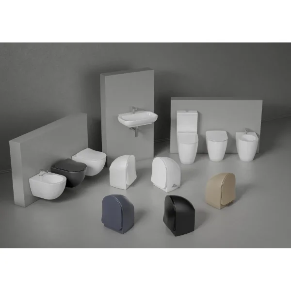 Унитаз подвесной Creavit Free FE322-00BM00E-0000 безободковый, с функцией биде, базальт матовый