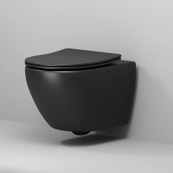 Унитаз подвесной Grossman GR-4457BMSQ безободковый, торнадо, с сиденьем микролифт, черный матовый