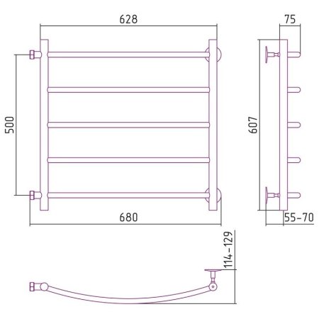 Полотенцесушитель водяной Стилье Версия-Б2 50х60 хром