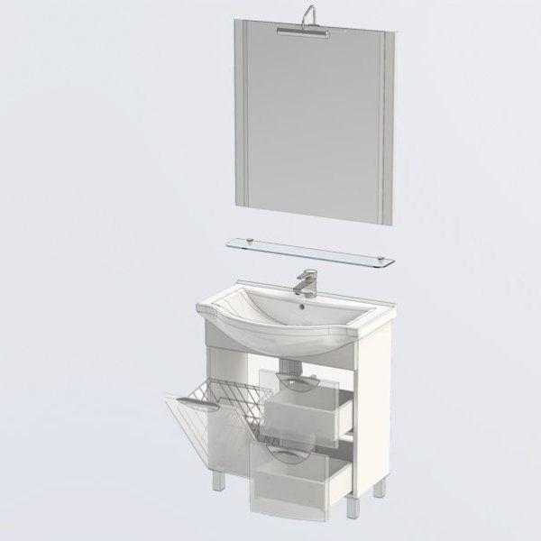 Тумба под раковину Aquanet Асти 00178256 75 черная, 2 ящика, бельевая корзина