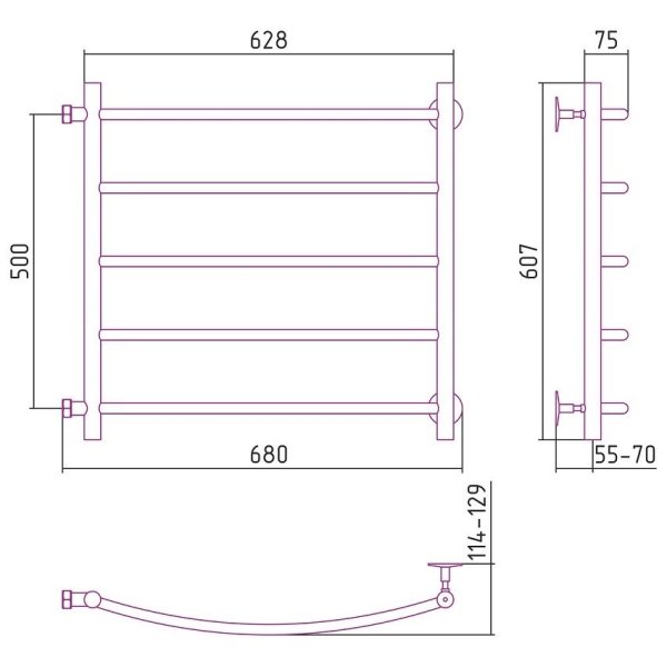 Полотенцесушитель водяной Стилье Версия-Б2 50х60 хром
