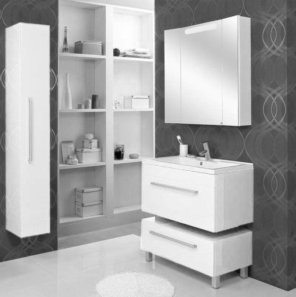 Шкаф-зеркало Aquaton Мадрид 1A175202MA010 80 белый глянцевый