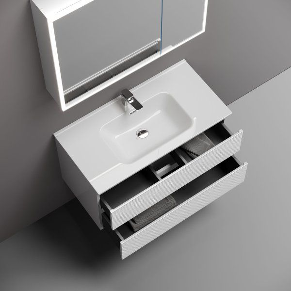 Тумба подвесная SANCOS Folk 890х445х500, c двумя ящиками оснащенными доводчиками, Bianco, FL90W