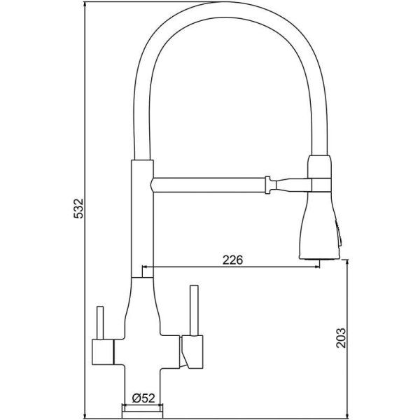 Смеситель для кухонной мойки Gappo G99-76 G4399-76 с гибким изливом и подключением фильтра питьевой воды, черный