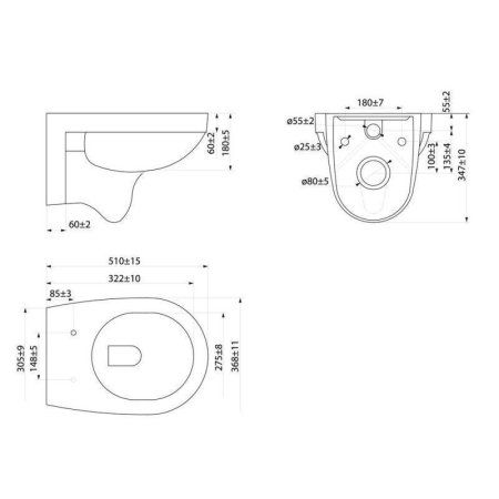 Унитаз подвесной безободковый IDDIS Bounce (BOKYURSLDSQOEiWS25ND)