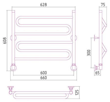 Полотенцесушитель водяной Стилье Вариация 60х60