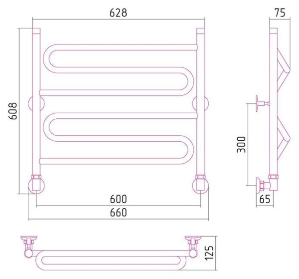 Полотенцесушитель водяной Стилье Вариация 60х60