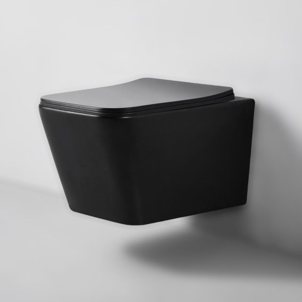 Унитаз подвесной безободковый черный с сиденьем с микролифтом BOND F04-108