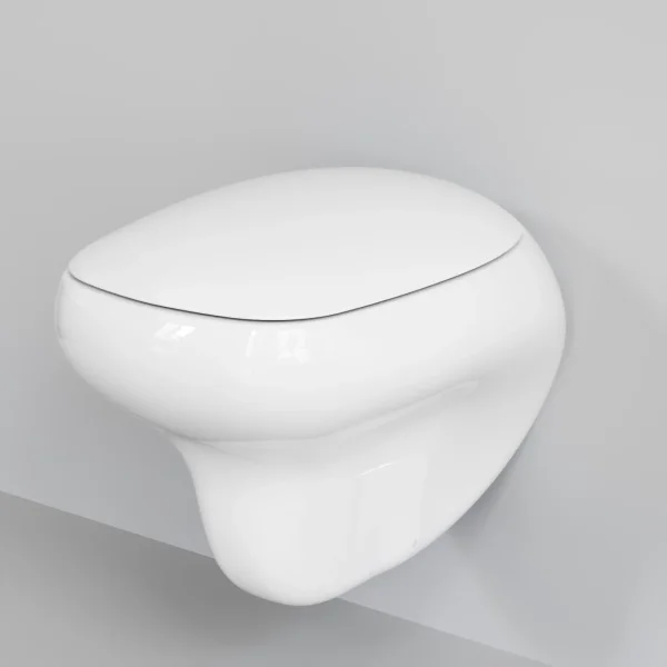 Унитаз подвесной Ambassador Diamond 123T20001R-122T20001 безободковый, с сиденьем микролифт, белый глянец