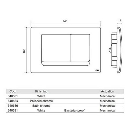 Кнопка смыва Oli Riа 640584 хром глянцевый
