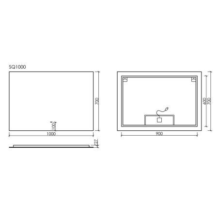 Зеркало Sancos Square SQ1000 100х70 с подстветкой