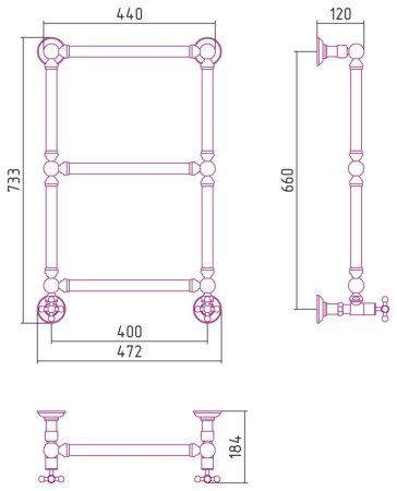 Полотенцесушитель водяной Сунержа Ренессанс 12-0280-6640 660x400 белый