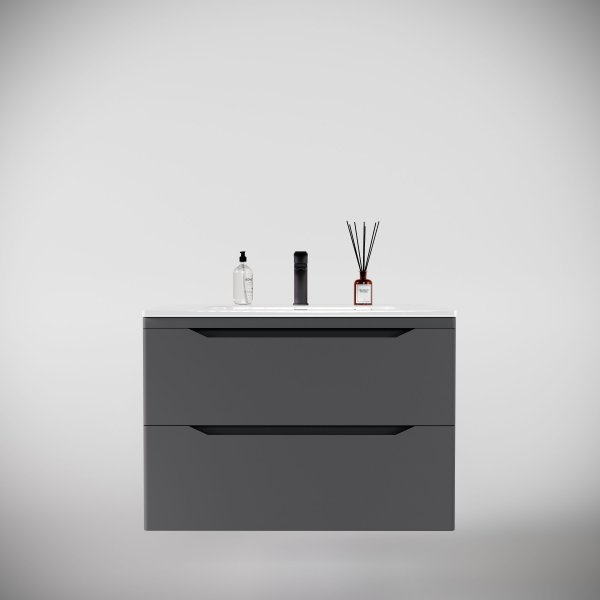 Тумба подвесная "Марелла 80" (2 ящ.) Люкс антискрейтч серый, PLUS Style Line СС-00002412