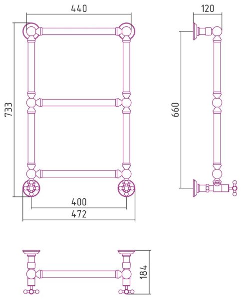 Полотенцесушитель водяной Сунержа Ренессанс 020-0280-6640 660x400 шампань