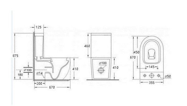Унитаз-компакт Esbano Duero-C безободковый, белый