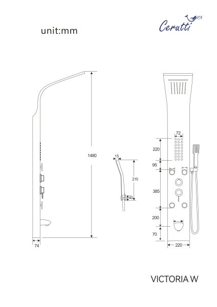 Панель VICTORIA W душевая Ceruttispa CT9979