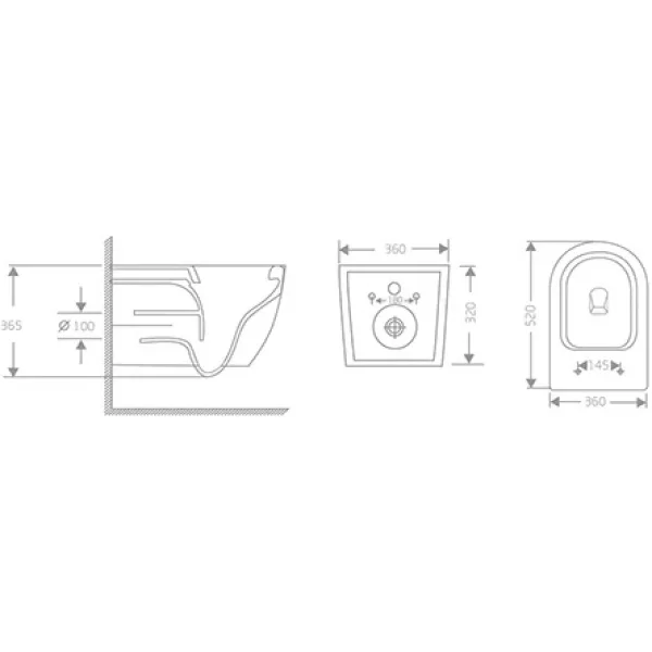 Унитаз подвесной River Michigan 520 WT 10000013705 безободковый, торнадо, с сиденьем микролифт, белый