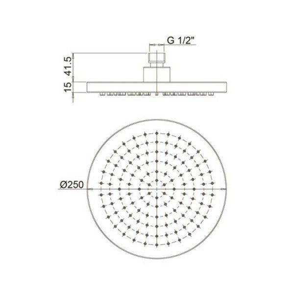 Верхний душ PAINI 50QAYOHL75IP9TIDCAAURELE25CFE 250 мм, круглый, пластик, 250 мм, чёрный