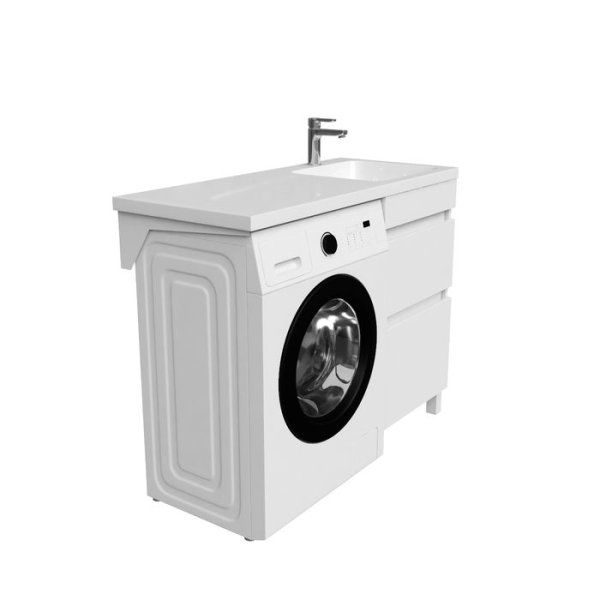 Тумба с умывальником напольная для стиральной машины с ящиками, 110 см, правая, белая, IDDIS Optima Home (OPH11RBi95K)
