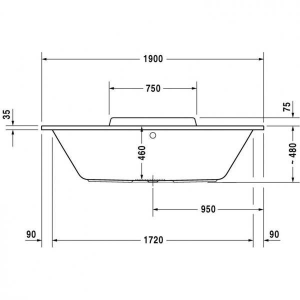 Акриловая ванна Duravit DuraStyle 700299000000000 190х90 см, с двумя наклонами для спины