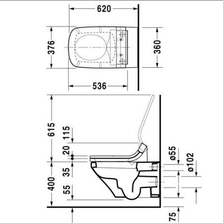 Унитаз подвесной Duravit  DuraStyle 2542590000+610200002000300  микролифт