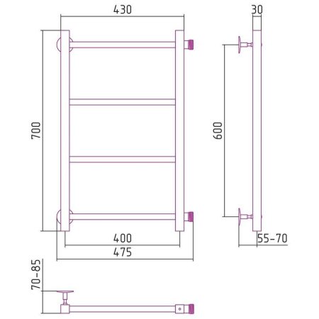 Полотенцесушитель водяной Стилье Версия-КБ 60х40 хром