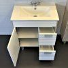 Тумба-умывальник COMFORTY "Клеон-75Н" белый/дуб дымчатый с раковиной Quadro 75