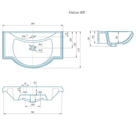 Раковина Kirovit Классик, 80 см