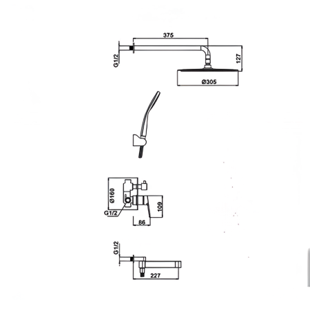 Душевой комплект встроенный Gappo G7199-30, сатин