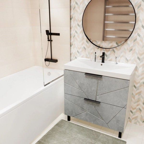 Тумба для ванной MIXLINE "Гранд-70" Бетон под раковину Марго-70 (MIXLINE) (ПВХ) (555357)