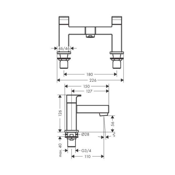 Смеситель Hansgrohe Vernis Shape 71452670 на борт ванны, матовый черный